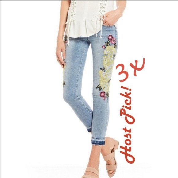 William Rast Denim - William Rast NEW Embroidered Studded Skinny Ankle Jeans Denim Womens NWT 🎉HP🎉